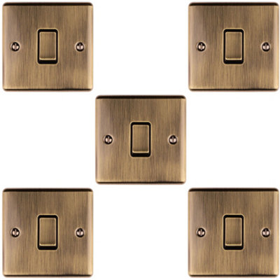 5 PACK 1 Gang 20A Single Light Switch ANTIQUE BRASS & BLACK 2 Way Metal ...