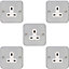 5 PACK 1 Gang Single 13A Unswitched UK Plug Socket HEAVY DUTY METAL CLAD Power