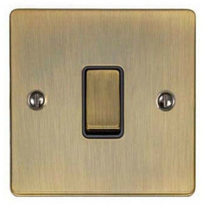 5 PACK 1 Gang Single Metal Light Switch ANTIQUE BRASS 2 Way 10A Black Trim