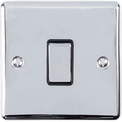 5 PACK 1 Gang Single Metal Light Switch POLISHED CHROME 2 Way 10A Black ...