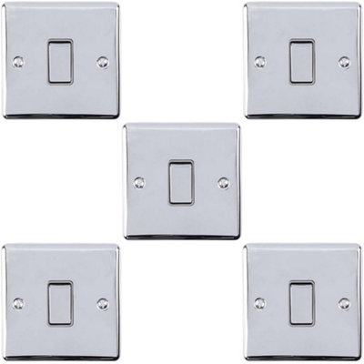 5 PACK 1 Gang Single Metal Light Switch POLISHED CHROME 2 Way 10A GREY Trim Price Comparisons | Compare The Build