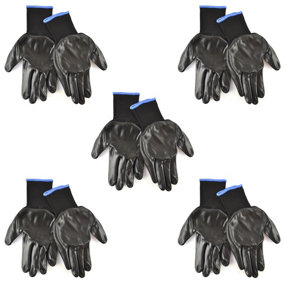 5 Pack 10.5" Nitrile Coated Work Gloves (5 Pairs) Breathable / Improved Grip Blade