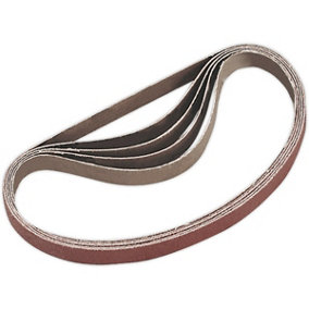 5 PACK - 10mm x 330mm Sanding Belts - 100 Grit Aluminium Oxide Slim Detail Loop