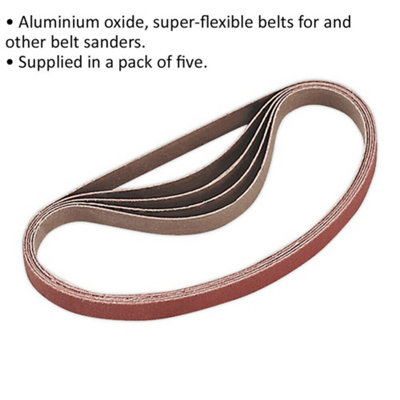 5 PACK - 10mm x 330mm Sanding Belts - 120 Grit Aluminium Oxide Slim Detail Loop