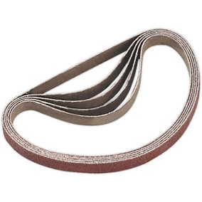 5 PACK - 10mm x 330mm Sanding Belts - 40 Grit Aluminium Oxide Slim Detail Loop