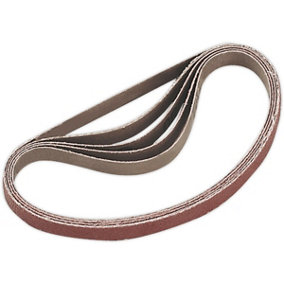 5 PACK - 10mm x 330mm Sanding Belts - 80 Grit Aluminium Oxide Slim Detail Loop