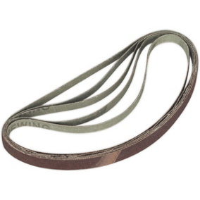 5 PACK - 12mm x 456mm Sanding Belts - 100 Grit Aluminium Oxide Slim Detail Loop