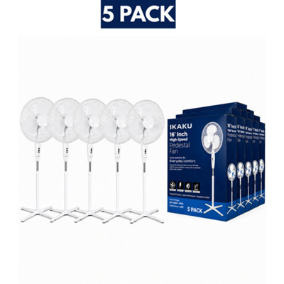 5 Pack 16 Inch Oscillating Pedestal Fan 3 Speed 50W Quiet Cooling ...