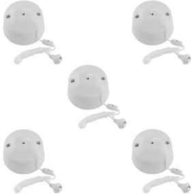 5 PACK 1m Pull Cord Ceiling Switch - 10A 230V - WHITE Bathroom Round Rose 2 Way