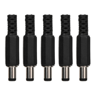 5-Pack 2.1mm x 5.5mm Male DC Power Plug Jack Coaxial Connectors
