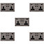 5 PACK 2 Gang Double 13A UK Plug Socket & 2x 3.1A USB-C SCREWLESS BLACK NICKEL