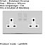 5 PACK 2 Gang DP 13A Switched UK Double Socket SCREWLESS POLISHED CHROME Power