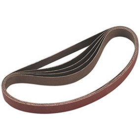 5 PACK - 20mm x 520mm Sanding Belts - 80 Grit Aluminium Oxide Slim Detail Loop
