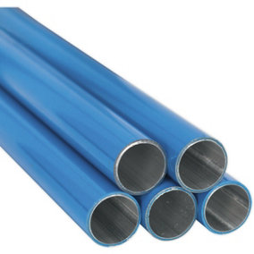 5 PACK - 22mm x 3m Blue Aluminium Pipe - Compressed Air Ring Main Straight Tube
