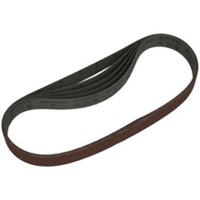 5 PACK - 25mm x 762mm Sanding Belts - 80 Grit Aluminium Oxide Slim Detail Loop