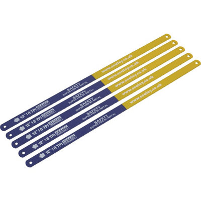 5 PACK 300mm Flexible Bi-Metal HSS Hacksaw Blade - 18 TPI Pitch - Saw Power Tool