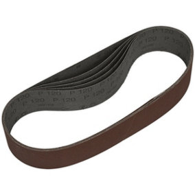 5 PACK - 50mm x 686mm Sanding Belts - 120 Grit Aluminium Oxide Cloth Backed Loop