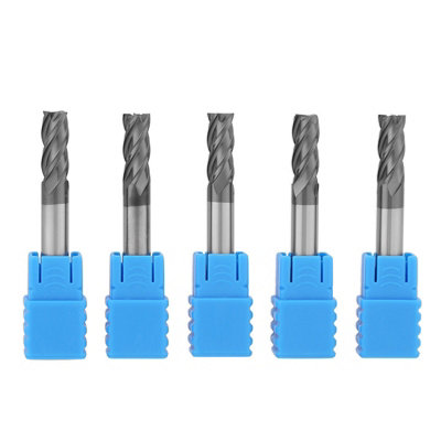 5-Pack 6mm Diameter Tungsten Carbide 4-Flute CNC End Mill Cutters,50mm Length