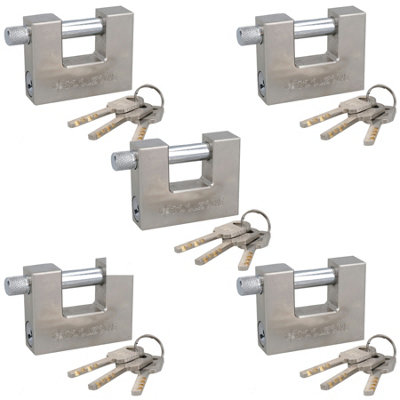 5 PACK 70mm Shutter Padlock Lock 3 keys Security Solid Shed Garage Storage