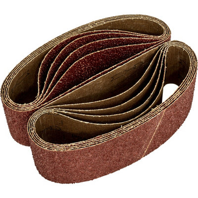 5 PACK - 75mm x 533mm Sanding Belts - 24 Grit Aluminium Oxide