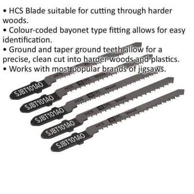 5 PACK - 83mm HARDWOOD Jigsaw Blade Set - 18 TPI - Ground Taper Precision Cut
