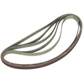 5 PACK - 8mm x 456mm Sanding Belts - 100 Grit Aluminium Oxide Slim Detail Loop