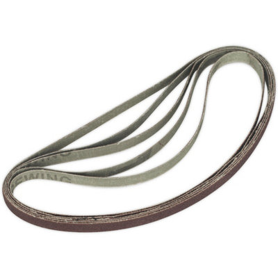 5 PACK - 8mm x 456mm Sanding Belts - 120 Grit Aluminium Oxide Slim Detail Loop