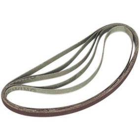 5 PACK - 8mm x 456mm Sanding Belts - 80 Grit Aluminium Oxide Slim Detail Loop