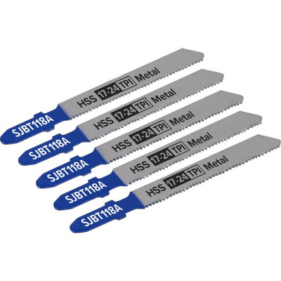 5 PACK 92mm METAL Jigsaw Blade Set 17 / 24 TPI Milled & Wavy