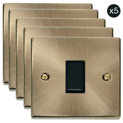 5 PACK - Antique Brass 10A 1 Gang 2 Way Light Switch - Black Trim - SE Home