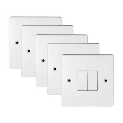 5 Pack Arlec 10A 2 Gang 2 Way White Wall Light Switch 10 Amp Screwed Square Edge