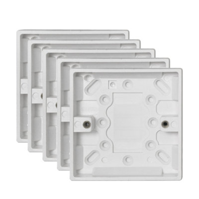 5 Pack Arlec 16mm Deep White Plastic Single 1 Gang Surface Mounted Pattress Box Wall Outlet Back Box Shallow Low Profile