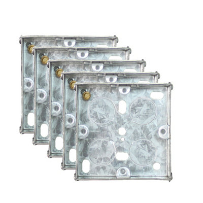 5 Pack Arlec 25mm Deep Single Metal Back Box for 1 Gang Electrical Installations Galvanised Steel