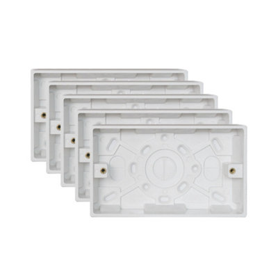 5 Pack Arlec 35mm Deep White Plastic Double 2 Gang Surface Mounted Pattress Box Wall Outlet Back Box