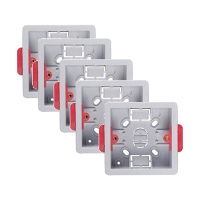 5 Pack Arlec 35mm Deep White Plastic Single 1 Gang Dry Lining Box Adjustable Lugs Plasterboard
