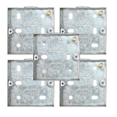 5 PACK Arlec Metal Back Box for 1 Gang Electrical Installations - 16mm Depth
