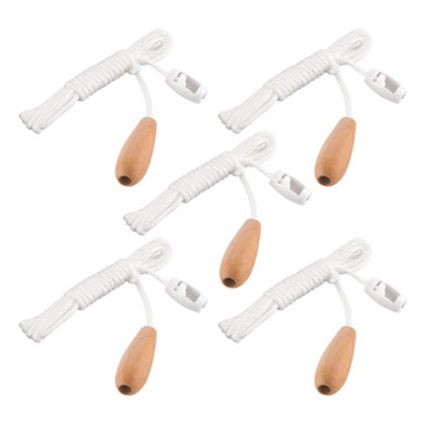 5 Pack Arlec Pine Wood Handle with White Pull Cord for Lights and Blinds Bathroom Toilet
