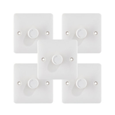 5 Pack Arlec Slim Line 1 Gang 2 Way 100W White Universal Dimmer Single Switch Screwed Slimline Profile