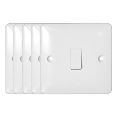 5 Pack Arlec Slim Line 10A 1 Gang 2 Way Intermediate White Wall Light Switch 10 Amp Screwed Slimline Profile