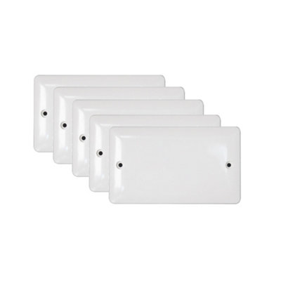 5 Pack Arlec Slim Line Profile White Screwed Double 2 Gang Blank Plate Blanking Plate Curved Edge Dual Outlet