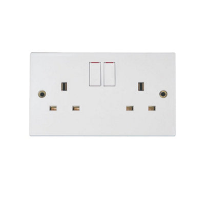 5 Pack Arlec White 13A Double 2 Gang Switched Socket Screwed Square Edge Profile Double Pole DP
