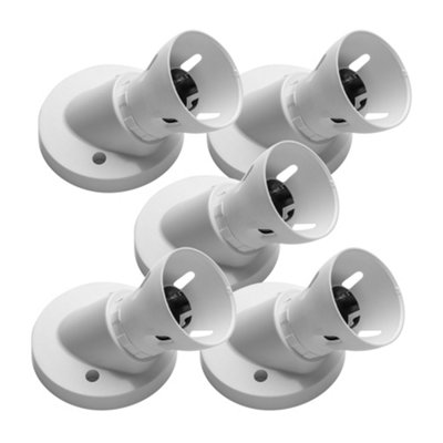 5 Pack Arlec White 45 Degree Angled Batten Pendant Lamp Holder Lampholder B22 for Bayonet Cap Light Bulb