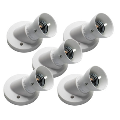 5 Pack Arlec White 45 Degree Angled Batten Pendant Lamp holder Lampholder E27 for Edison Screw Cap Light Bulb