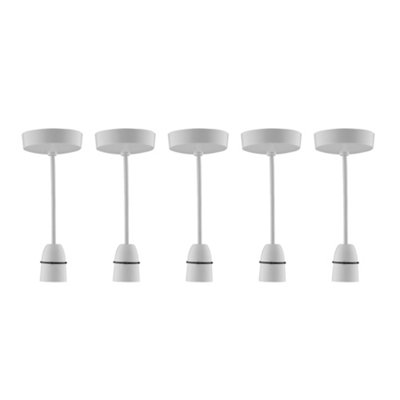 5 Pack Arlec White Pendant Light Set 6 Inch (15cm) cord T2 Rated B22 for Bayonet Screw Cap Light Bulb