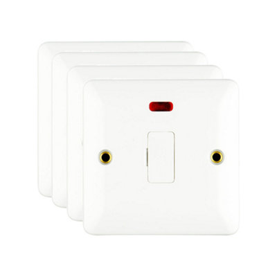 5 Pack Arlec White Slim line 13A Single 1 Gang Unswitched Fused Spur Connection Unit Outlet With Neon Light Slimline Profile