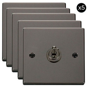 5 PACK - Black Nickel 1 Gang 2 Way 10AX Toggle Light Switch - SE Home