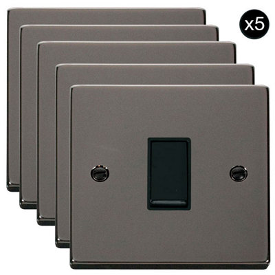 5 PACK - Black Nickel 10A 1 Gang 2 Way Light Switch - Black Trim - SE Home