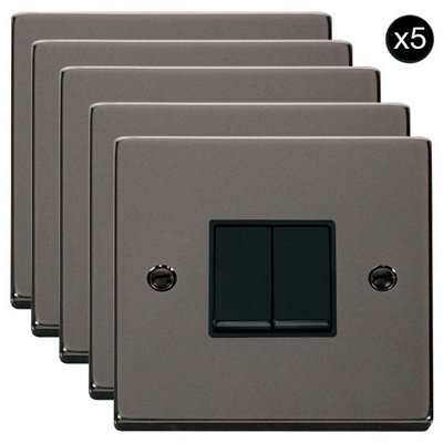 5 PACK - Black Nickel 10A 2 Gang 2 Way Light Switch - Black Trim - SE Home