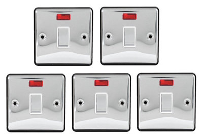 5 Pack Chrome 20A 1-Gang Neon Power Indicator Switches Double Pole for ...