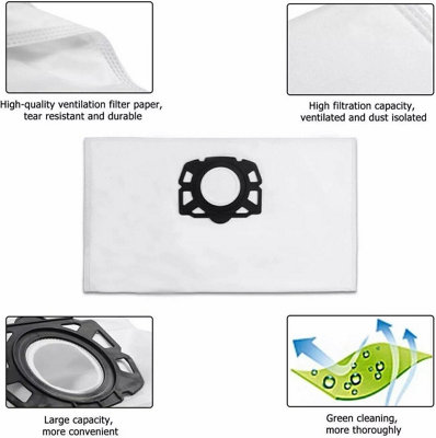 Kit 6 Sacs + 2 Filtres HEPA Pour Aspirateur Kärcher WD4 WD5 WD6 MV4 MV5 MV6 - Compatible Premium